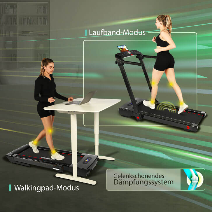 Laufband 2in1 schwarz: 
Vielseitig

